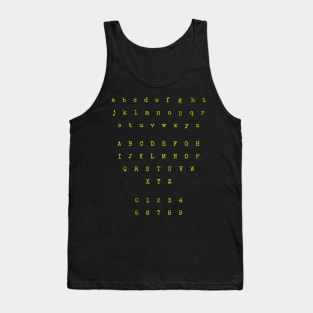 Lemon Green Typewriter Letters and Numbers Tank Top